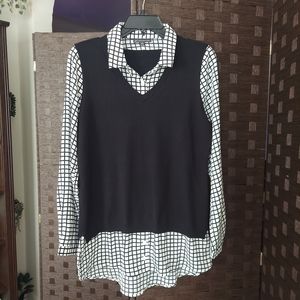 Adrianna Papell Twofer Sweatervest Top